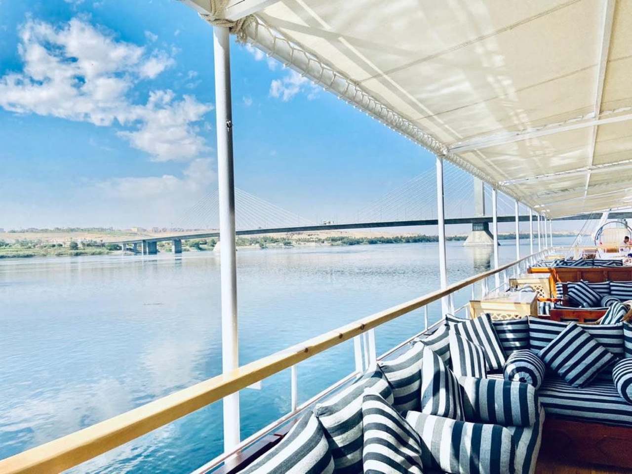 The Nile seen from the shaded deck of the dahabiya